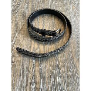 Vintage Y2K COACH Canvas Jacquard CC Logo Silver/Black‎ Skinny Belt sz M Italy